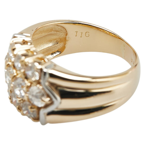 シルバー K18YG イエローゴールド Pt850 プラチナ コンビ ダイヤ1.16ct リング 指輪 レディース 8号 【中古】