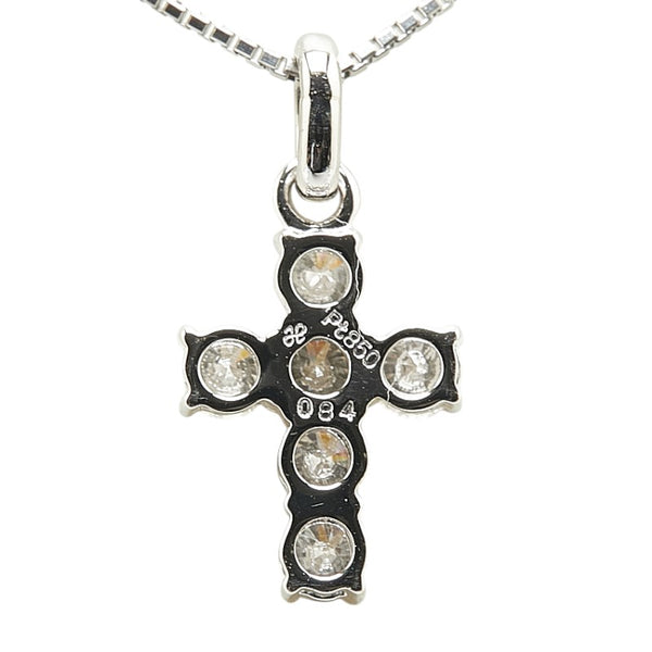 Pt850 プラチナ ダイヤ0.84ct クロス 十字架 ペンダントネックレス レディース 【中古】
