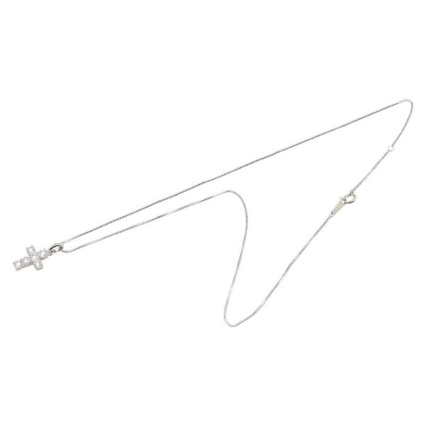 Pt850 プラチナ ダイヤ0.84ct クロス 十字架 ペンダントネックレス レディース 【中古】