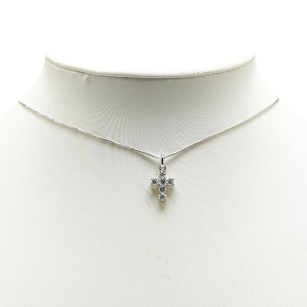 Pt850 プラチナ ダイヤ0.84ct クロス 十字架 ペンダントネックレス レディース 【中古】