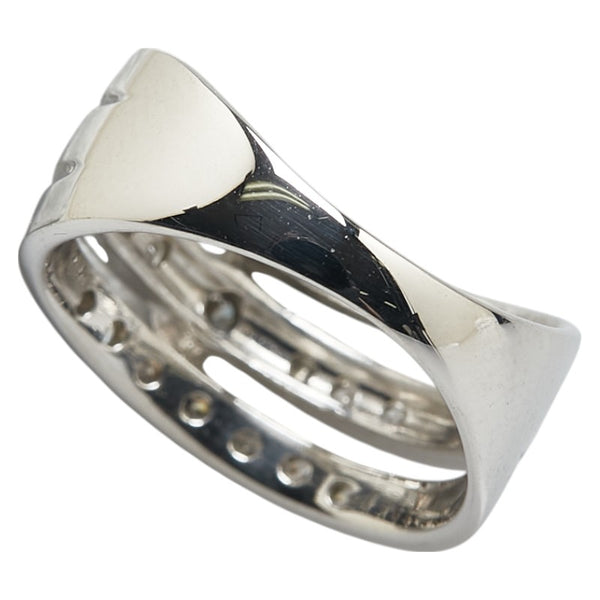 Pt900 プラチナ ダイヤ0.15ct ダイヤ0.081ct 3連 ピンキーリング レディース 3.5号 【中古】