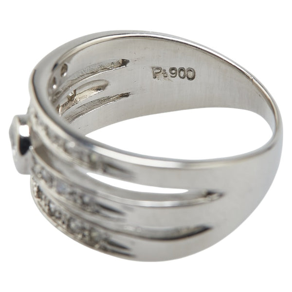 Pt900 プラチナ ダイヤ0.15ct ダイヤ0.081ct 3連 ピンキーリング レディース 3.5号 【中古】