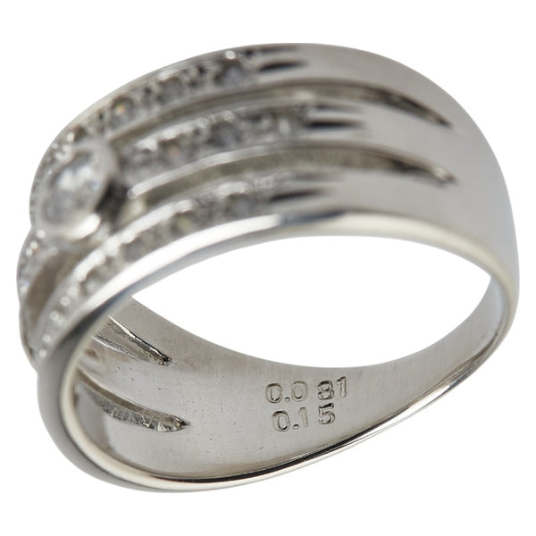 Pt900 プラチナ ダイヤ0.15ct ダイヤ0.081ct 3連 ピンキーリング レディース 3.5号 【中古】