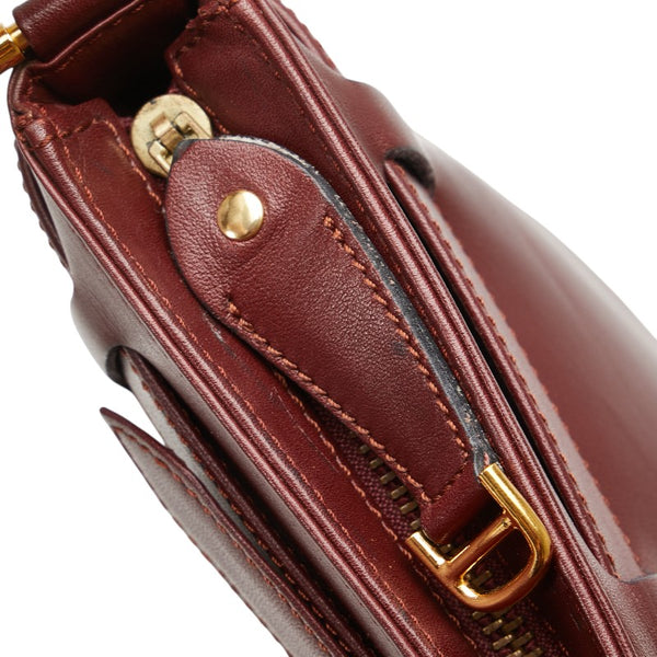 カルティエ マストライン 斜め掛け ショルダーバッグ ワインレッド ボルドー レザー レディース CARTIER 【中古】