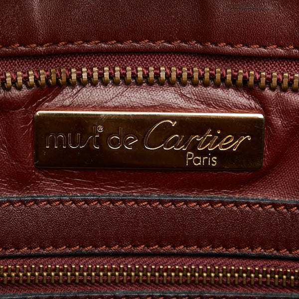 カルティエ マストライン 斜め掛け ショルダーバッグ ワインレッド ボルドー レザー レディース CARTIER 【中古】