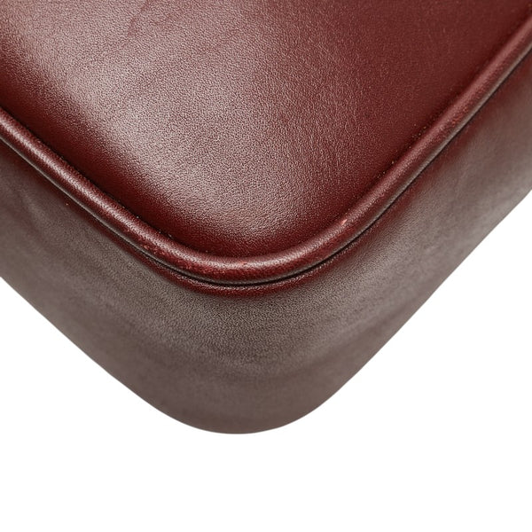 カルティエ マストライン 斜め掛け ショルダーバッグ ワインレッド ボルドー レザー レディース CARTIER 【中古】