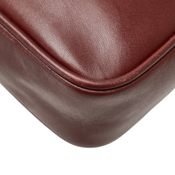 カルティエ マストライン 斜め掛け ショルダーバッグ ワインレッド ボルドー レザー レディース CARTIER 【中古】