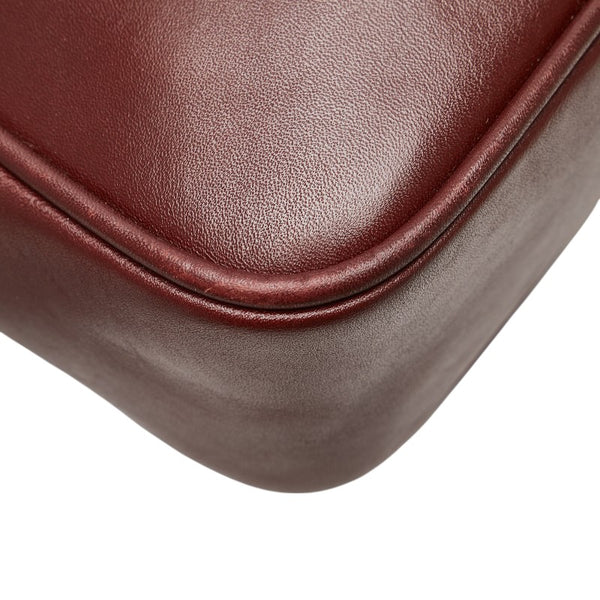 カルティエ マストライン 斜め掛け ショルダーバッグ ワインレッド ボルドー レザー レディース CARTIER 【中古】