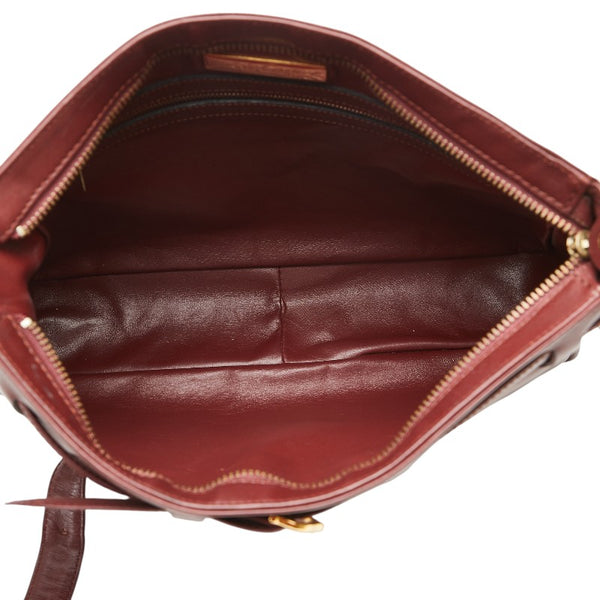 カルティエ マストライン 斜め掛け ショルダーバッグ ワインレッド ボルドー レザー レディース CARTIER 【中古】