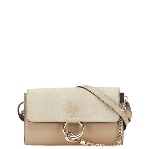 クロエ フェイ 斜め掛け ショルダーバッグ グレージュ レザー スウェード レディース Chloe 【中古】