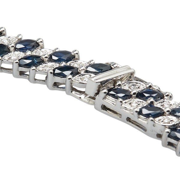 K18WG ホワイトゴールド サファイア16.00ct ダイヤ1.00ct チェーン ネックレス レディース 【中古】