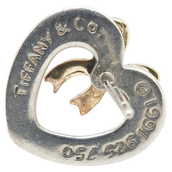 ティファニー ハート リボン モチーフ ピアス K18YG イエローゴールド SV925 シルバー レディース TIFFANY&Co. 【中古】