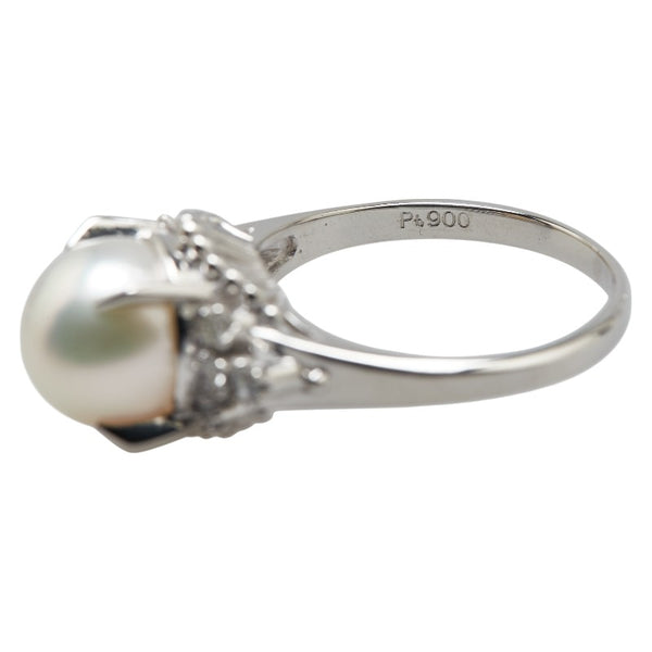 Pt900 プラチナ アコヤパール9.2mm ダイヤ0.15ct リング 指輪 レディース 13号 【中古】