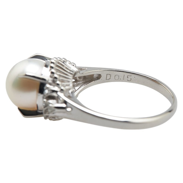 Pt900 プラチナ アコヤパール9.2mm ダイヤ0.15ct リング 指輪 レディース 13号 【中古】