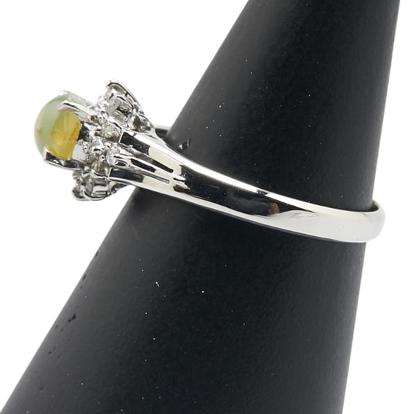 Pt900 プラチナ キャッツアイ0.75ct ダイヤ0.14ct リング 指輪 レディース 11.5号 【中古】