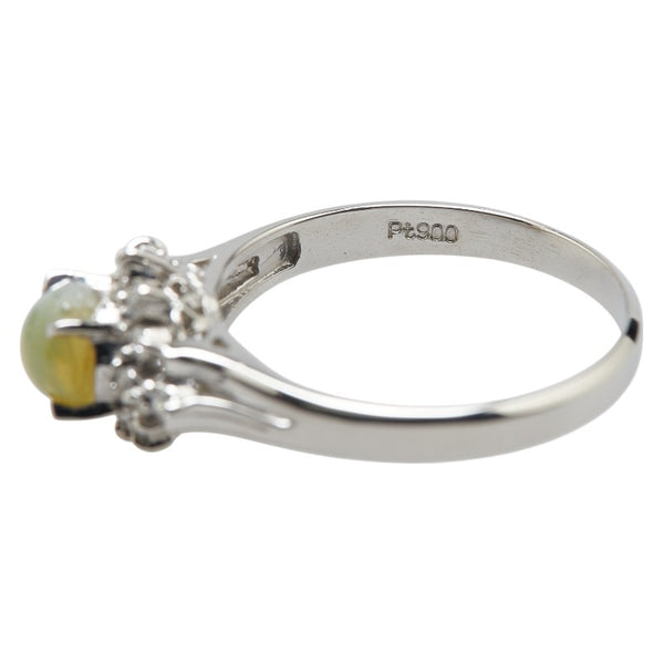 Pt900 プラチナ キャッツアイ0.75ct ダイヤ0.14ct リング 指輪 レディース 11.5号 【中古】