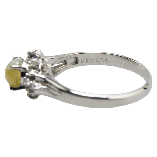 Pt900 プラチナ キャッツアイ0.75ct ダイヤ0.14ct リング 指輪 レディース 11.5号 【中古】
