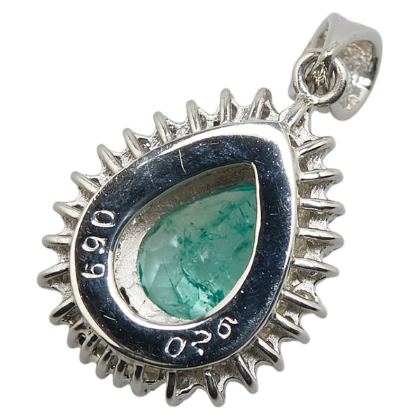 Pt900 プラチナ エメラルド0.69ct ダイヤ0.26ct ペンダントトップ レディース 【中古】
