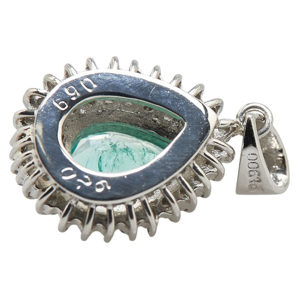 Pt900 プラチナ エメラルド0.69ct ダイヤ0.26ct ペンダントトップ レディース 【中古】