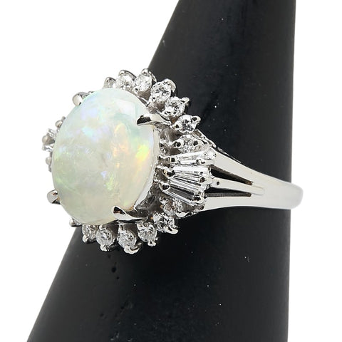 Pt900 プラチナ オパール2.80ct ダイヤ0.61ct リング 指輪 レディース 13号 【中古】