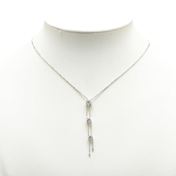 タサキ K18WG ホワイトゴールド ダイヤ0.57ct 3P ネックレス レディース TASAKI 【中古】