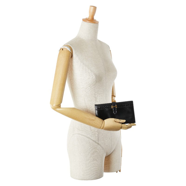 エルメス ベアン 長財布 ブラック ボックスカーフ レディース HERMES 【中古】
