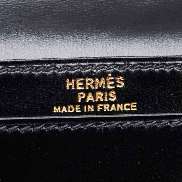 エルメス ベアン 長財布 ブラック ボックスカーフ レディース HERMES 【中古】