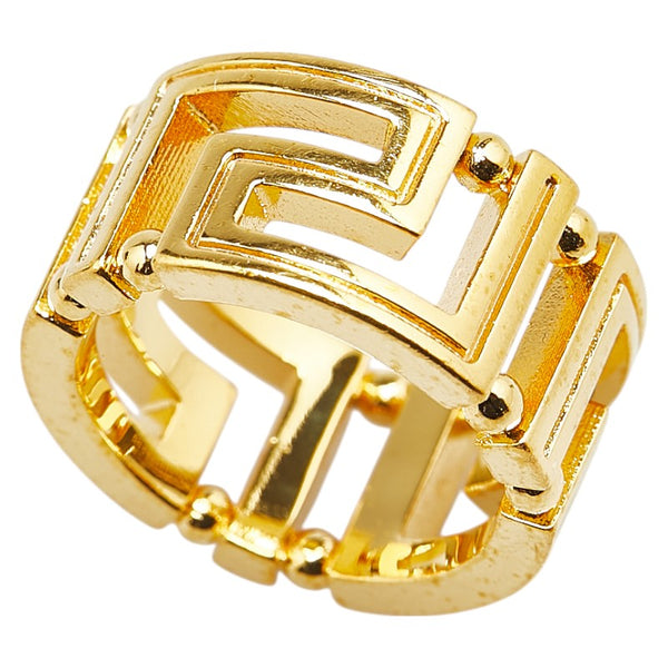 ヴェルサーチェ グレカ リング 指輪 #11 ゴールド メッキ レディース VERSACE 【中古】