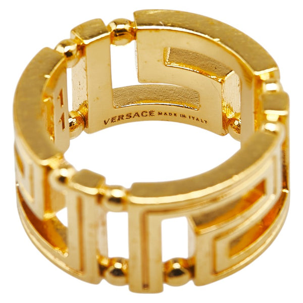 ヴェルサーチェ グレカ リング 指輪 #11 ゴールド メッキ レディース VERSACE 【中古】