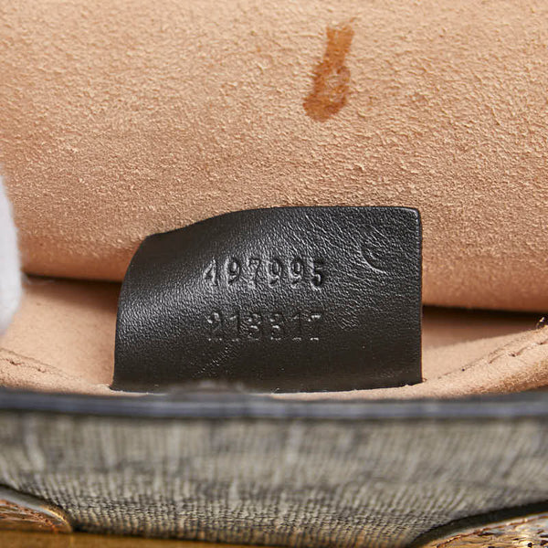 グッチ GGスプリーム パイソン タイガーヘッド ショルダーバッグ 497995 ブラック ブラウン レザー PVC レディース GUCCI 【中古】