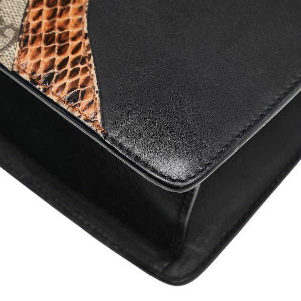 グッチ GGスプリーム パイソン タイガーヘッド ショルダーバッグ 497995 ブラック ブラウン レザー PVC レディース GUCCI 【中古】