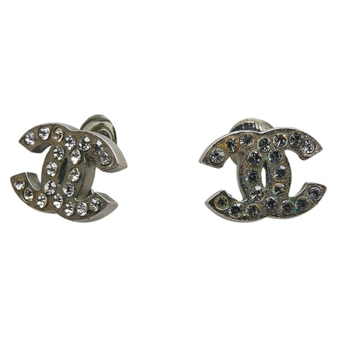 シャネル ココマーク ラインストーン スタッド ピアス シルバー メタル レディース CHANEL 【中古】
