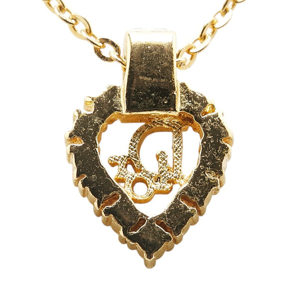 ディオール ハート モチーフ ロゴ ラインストーン ネックレス ゴールド メッキ レディース Dior 【中古】