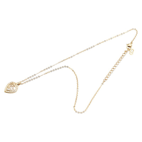 ディオール エンブレムロゴ ハート ラインストーン モチーフ ネックレス ゴールド メッキ レディース Dior 【中古】