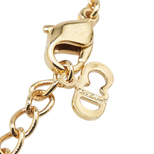ディオール エンブレムロゴ ハート ラインストーン モチーフ ネックレス ゴールド メッキ レディース Dior 【中古】