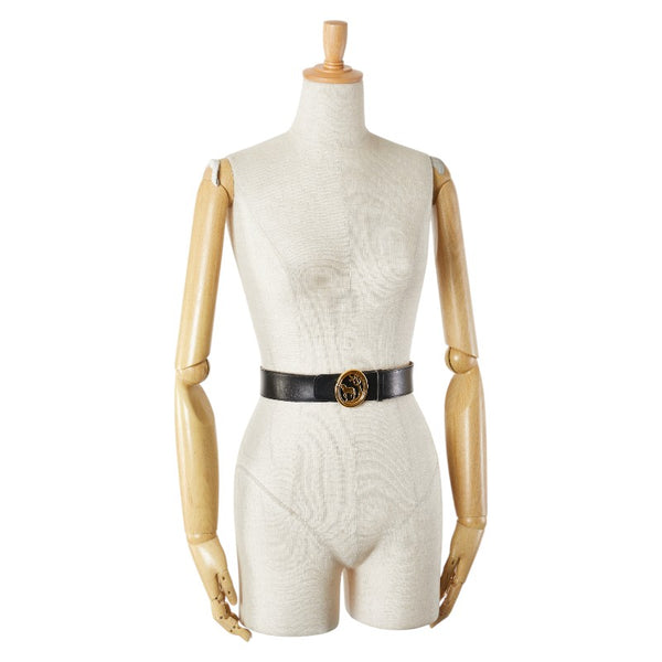 エルメス ホースバックル ベルト サイズ：80 ブラック ブラウン レザー レディース HERMES 【中古】