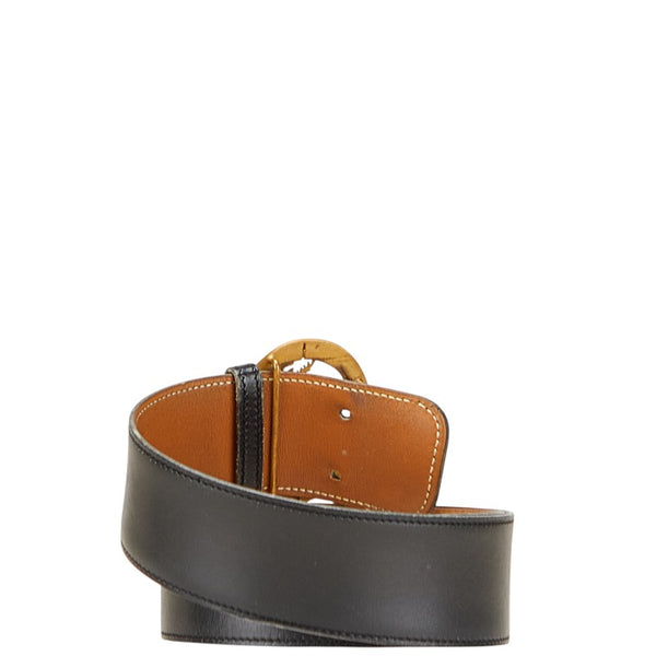 エルメス ホースバックル ベルト サイズ：80 ブラック ブラウン レザー レディース HERMES 【中古】