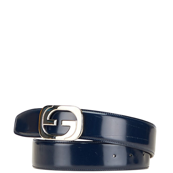 グッチ GGバックル ベルト サイズ:70/28 ネイビー ホワイト レザー レディース GUCCI 【中古】
