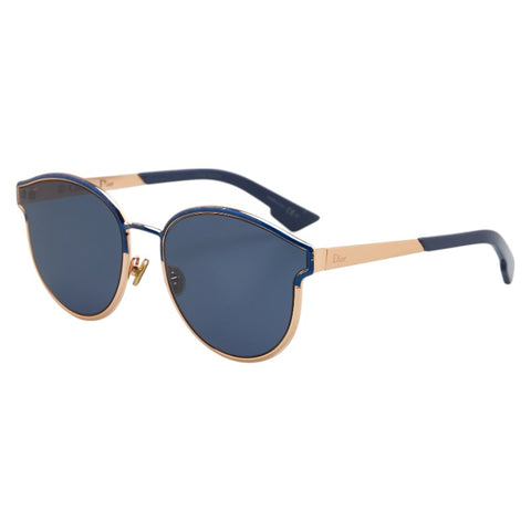 ディオール Symmetric サングラス ブルー ピンクゴールド メタル プラスチック レディース Dior 【中古】