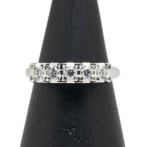 Pt850 プラチナ ダイヤ0.35ct 一文字 リング 指輪 レディース 7号 【中古】