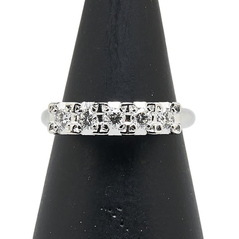 Pt850 プラチナ ダイヤ0.35ct 一文字 リング 指輪 レディース 7号 【中古】