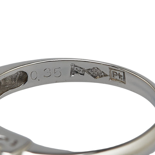 Pt850 プラチナ ダイヤ0.35ct 一文字 リング 指輪 レディース 7号 【中古】
