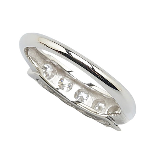 Pt850 プラチナ ダイヤ0.35ct 一文字 リング 指輪 レディース 7号 【中古】