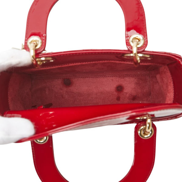 ディオール カナージュ レディディオール ハンドバッグ ショルダーバッグ 2WAY レッド パテントレザー レディース Dior 【中古】