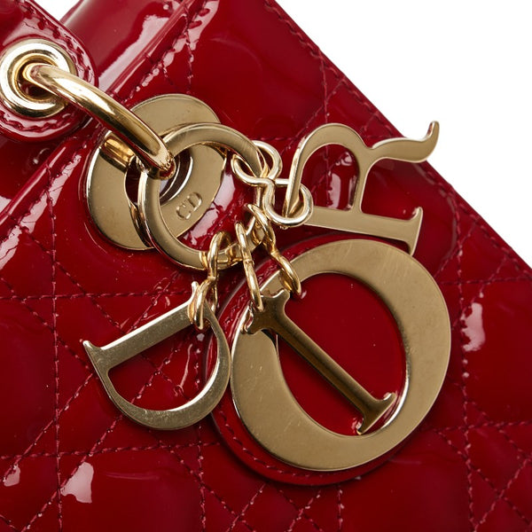 ディオール カナージュ レディディオール ハンドバッグ ショルダーバッグ 2WAY レッド パテントレザー レディース Dior 【中古】