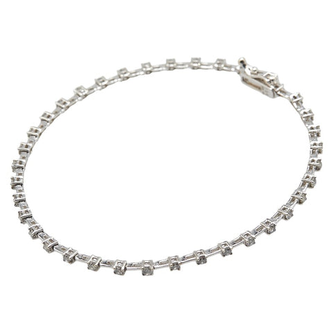 K18WG ホワイトゴールド ダイヤ1.00ct ブレスレット レディース 【中古】