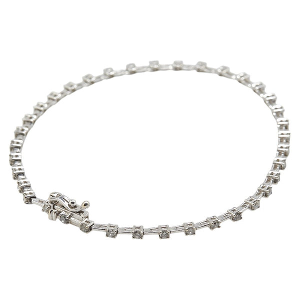 K18WG ホワイトゴールド ダイヤ1.00ct ブレスレット レディース 【中古】