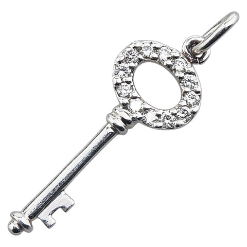 Pt900 プラチナ ダイヤ0.15ct 鍵 カギ モチーフ ペンダントトップ レディース 【中古】