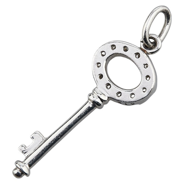 Pt900 プラチナ ダイヤ0.15ct 鍵 カギ モチーフ ペンダントトップ レディース 【中古】