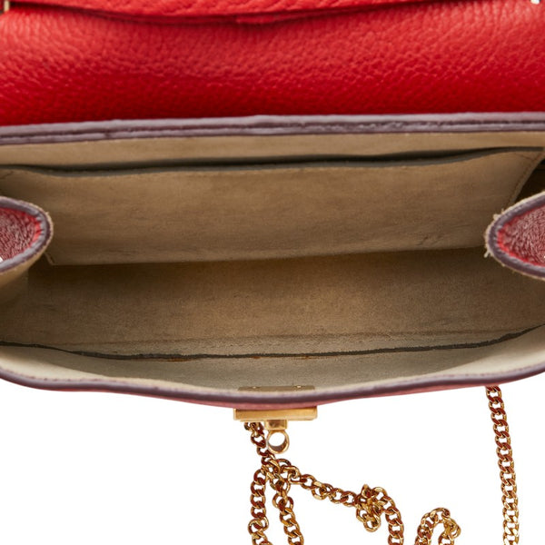クロエ ドリュー 斜め掛け チェーン ショルダーバッグ レッド レザー レディース Chloe 【中古】